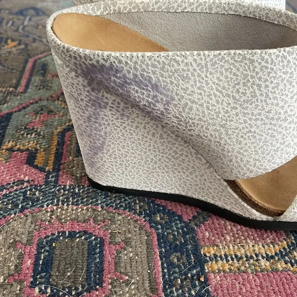 Peter Non textured leather open toed slip on wedge sandals sz 8